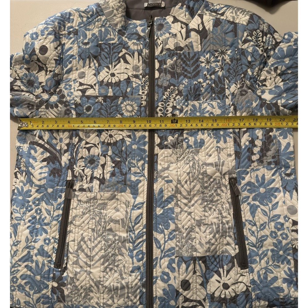 Multiples Quilted Blue Floral Zip Jacket M - Picture 8 of 16